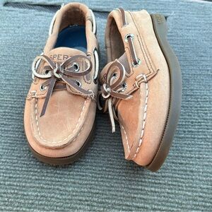 Sperry Kids Tan Suede Moccasin Boat Shoes